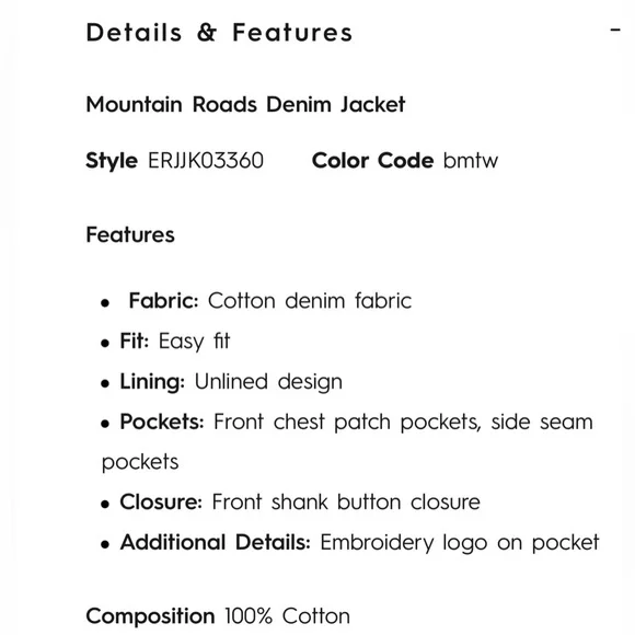 NWT Roxy Mountain Road Denim Jacket